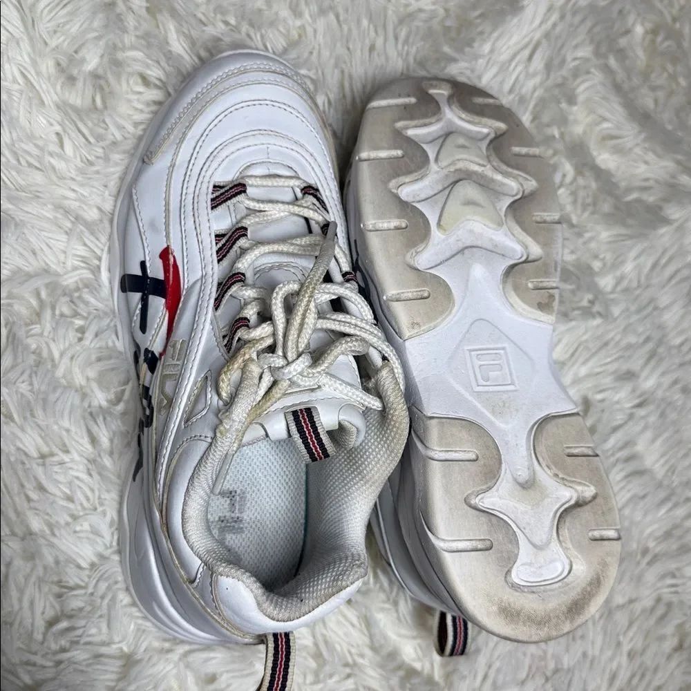 Fila White Sneakers with Navy and Red Details - Picture 4 of 5